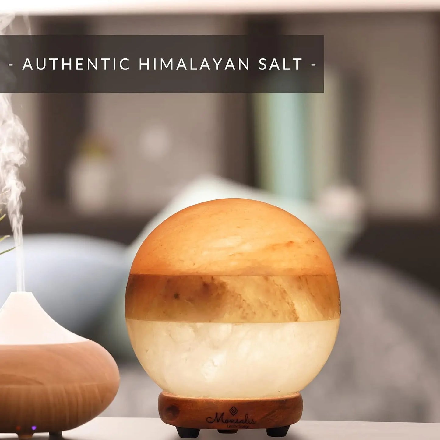 XMSJ Dual Illumination Himalayan Salt Lamp Globe With Dimmer