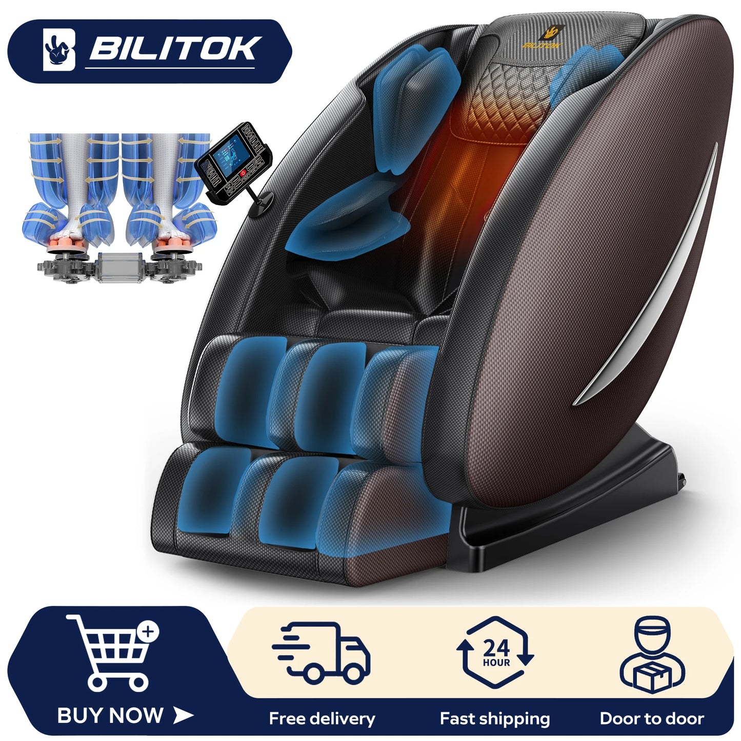 BILITOK Zero Gravity Massage Chair With Heating And Bluetooth Speaker