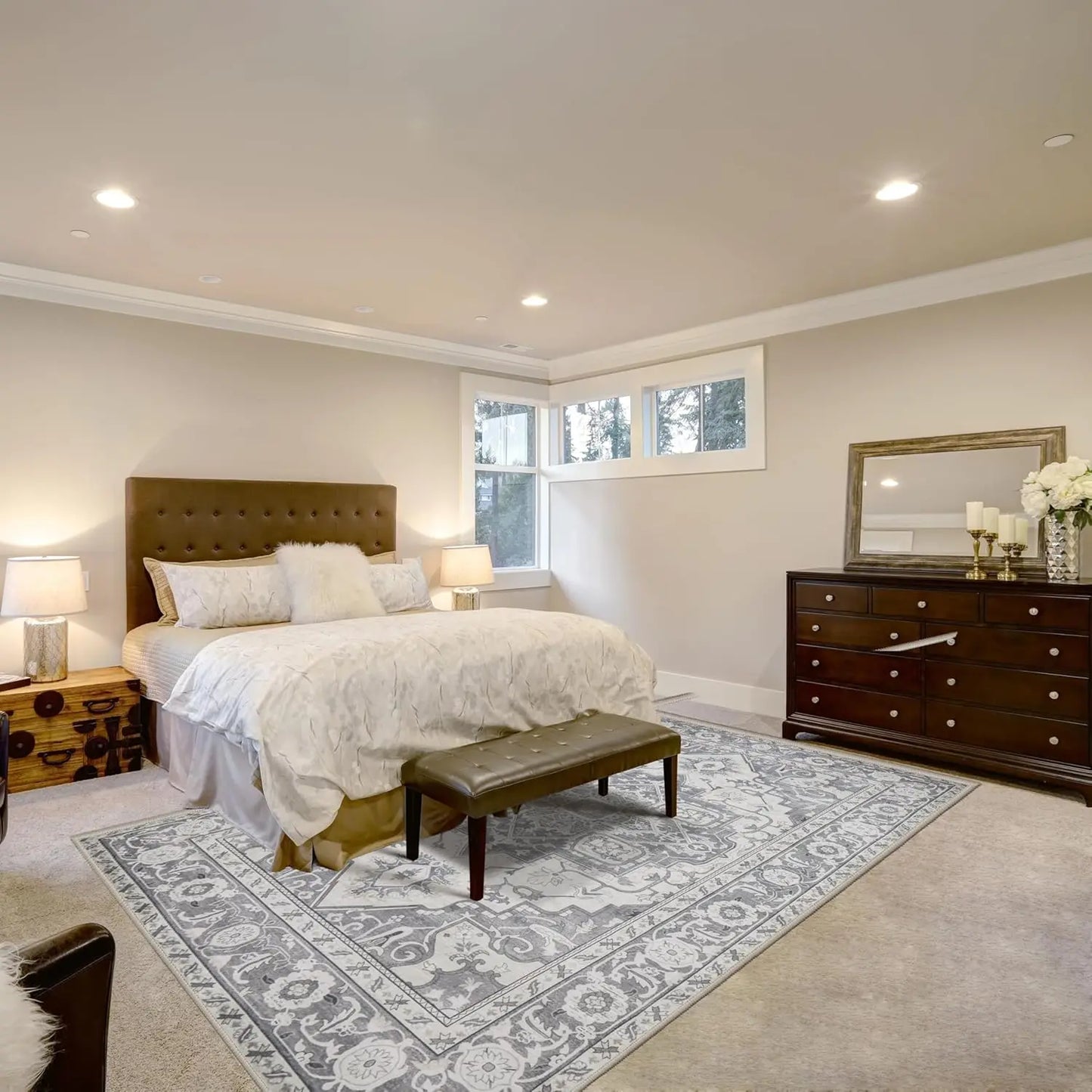 Washable Wool Rug With Non Skid Backing For Living Room