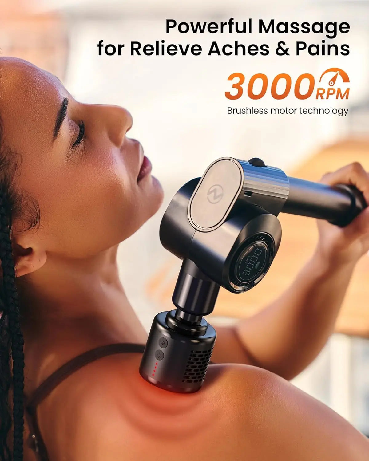 Heat Cold Massage Gun Retractable Handle 32 Speeds Foldable