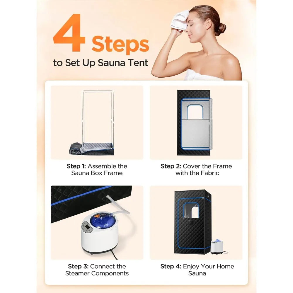 Portable Home Steam Sauna Tent With 1200W Heater 3L Capacity