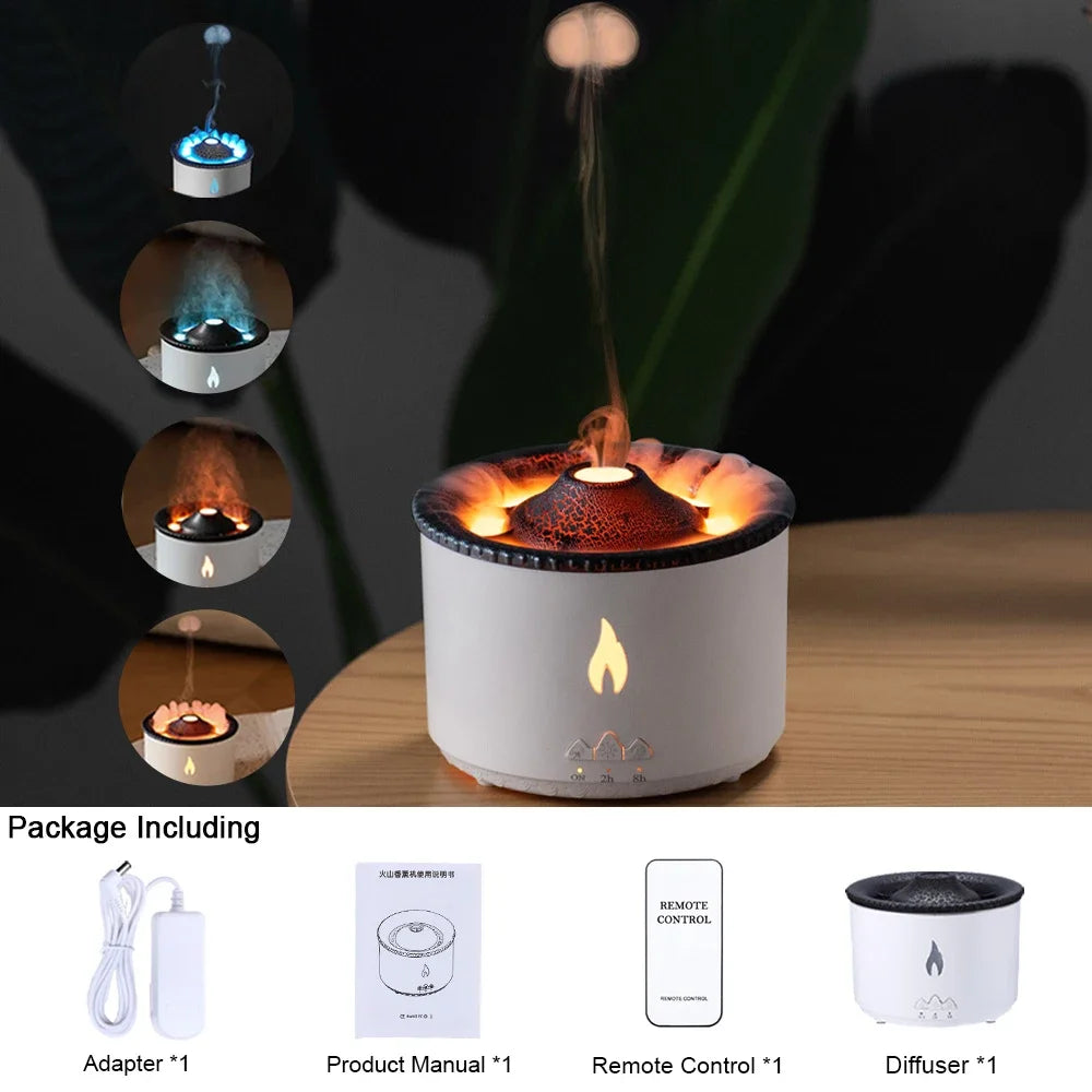 Isfriday Volcano Fire Flame Ultrasonic Humidifier Aroma Diffuser With Remote