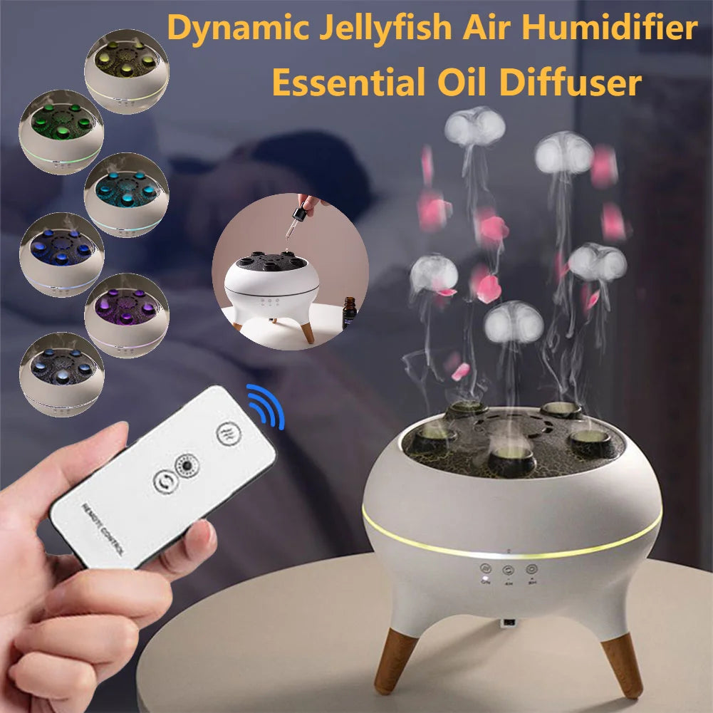 Alloet Jellyfish Humidifier Essential Oil Diffuser With Night Lights