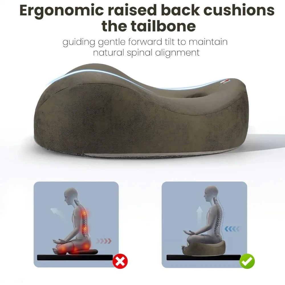 Ergonomic Memory Foam Meditation Cushion and Floor Pillow Set for Comfortable Seating, Alleviating Tailbone and Hip Discomfort D