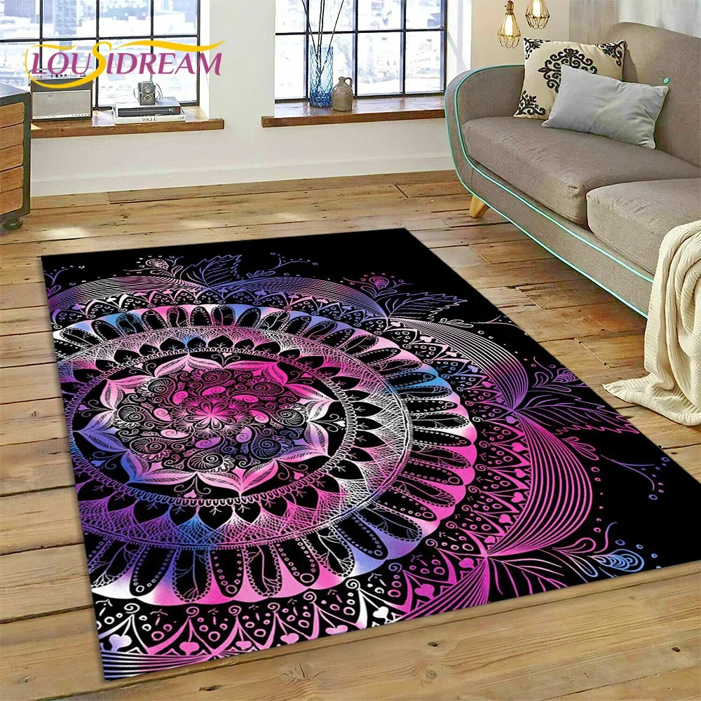 Meditation Mandala Bohemia Nature Spirit Yoga Carpet Rug for Home Living Room Bedroom Sofa Doormat Decor,Area Rug Non-slip Mat