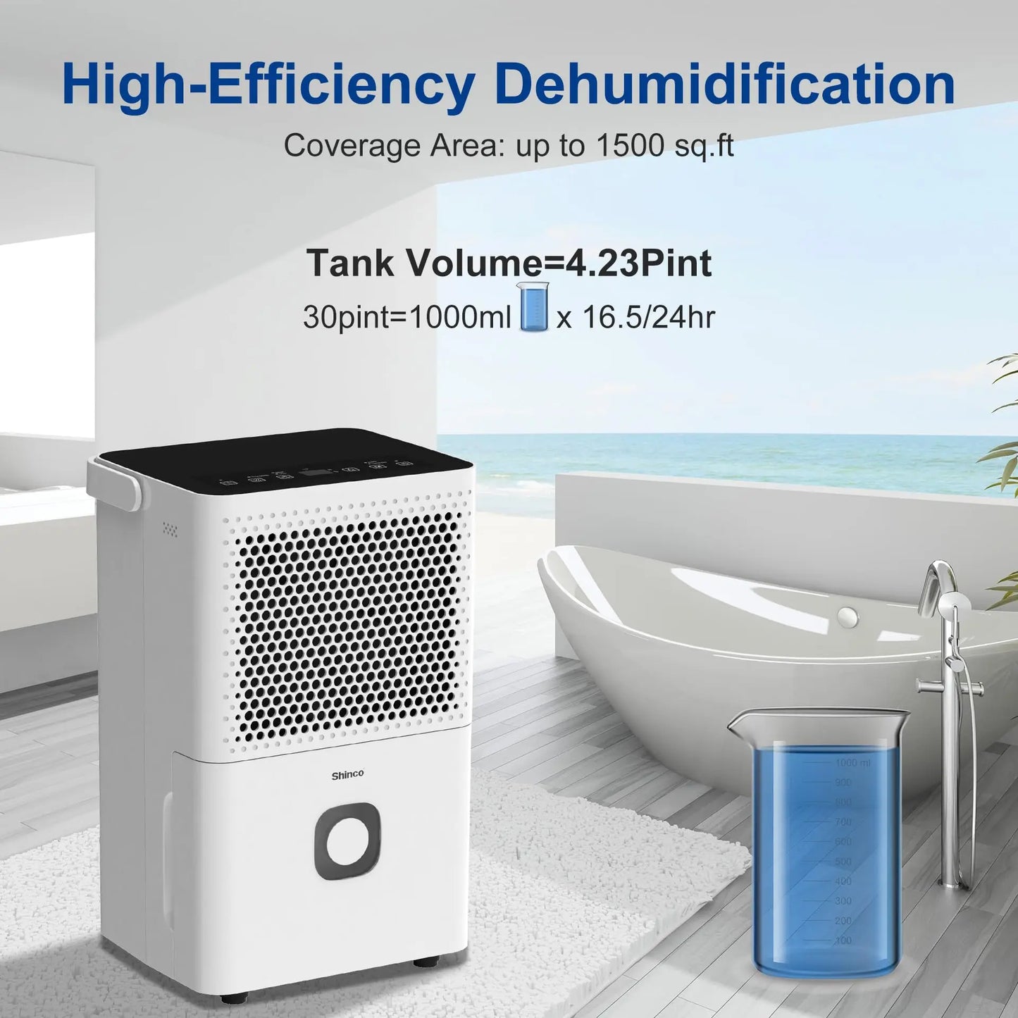 Shinco 30 Pint Basement Dehumidifier With Drain Hose