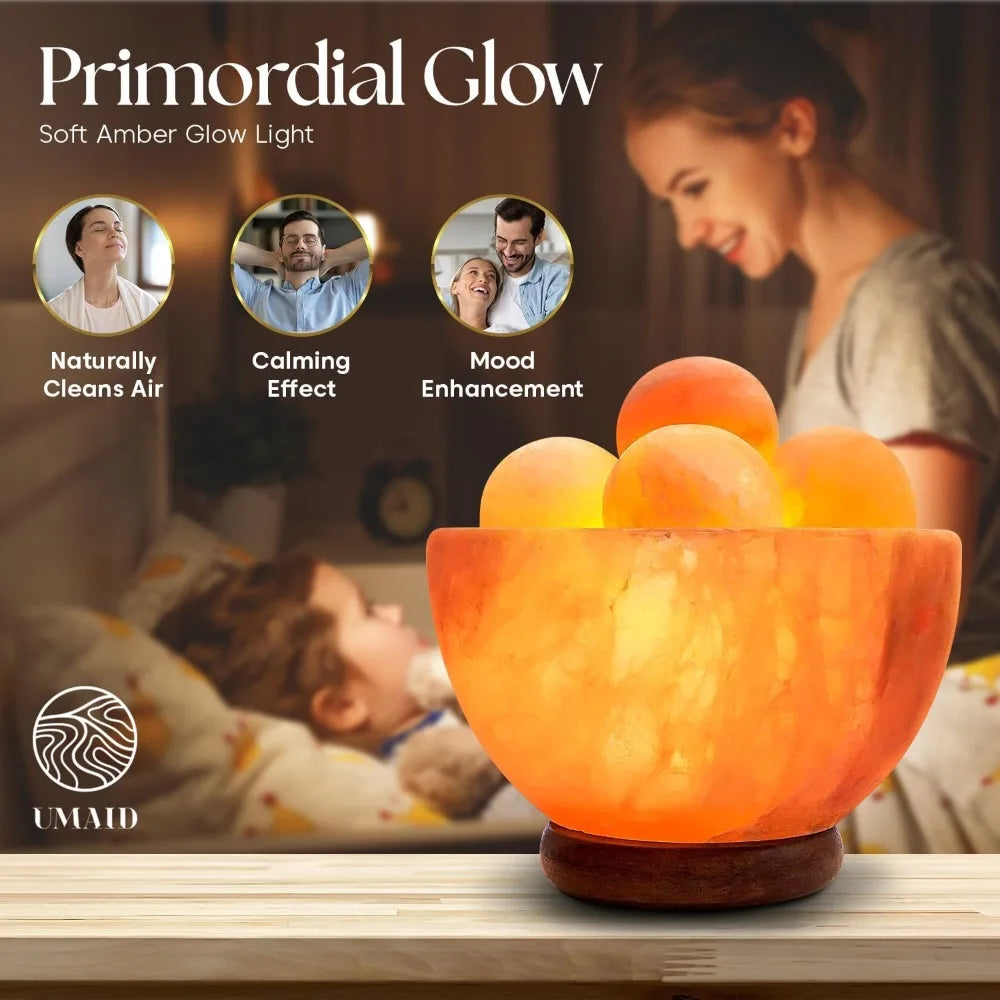 UMAID Himalayan Salt Lamp Bowl With 6 Massage Balls