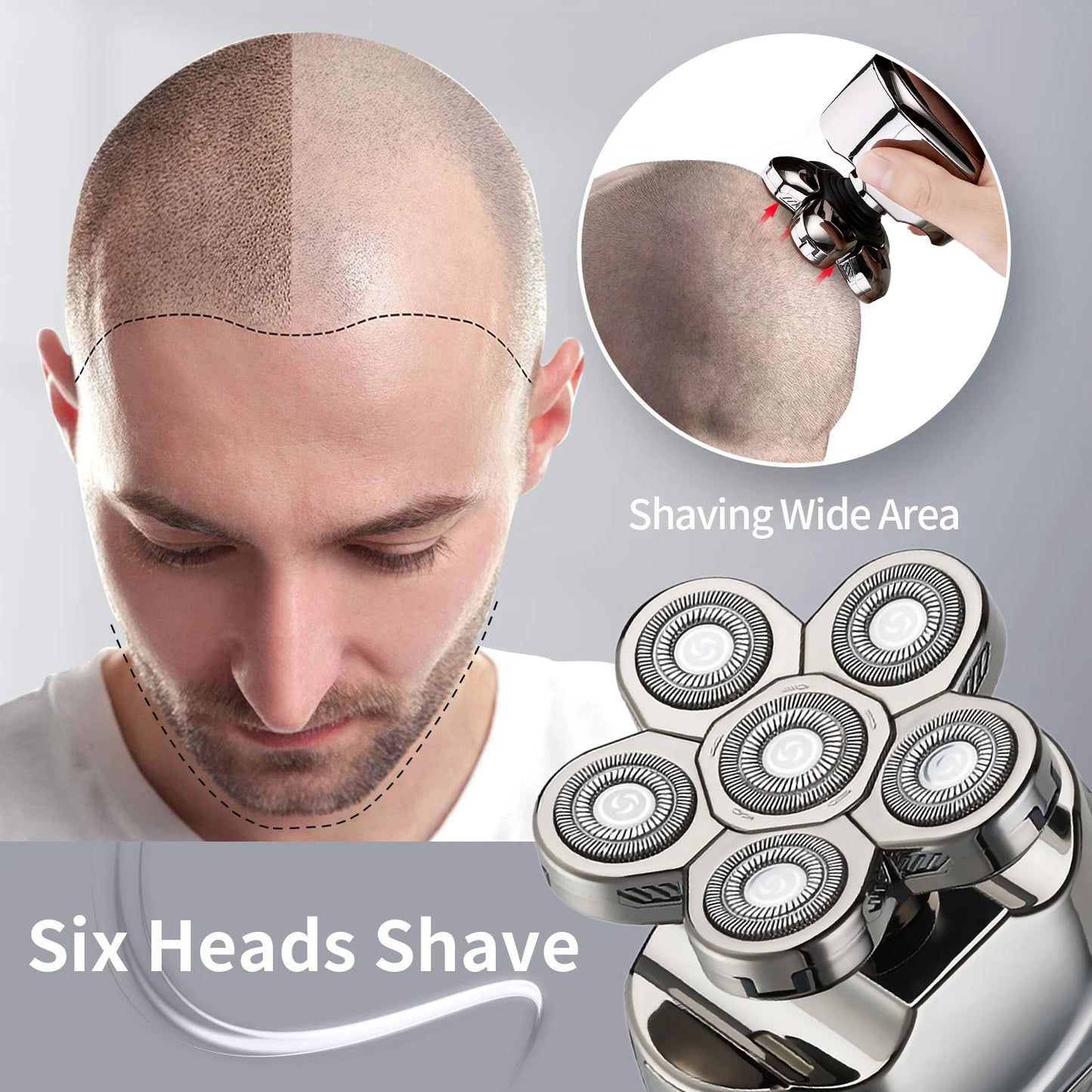 Solimpia 6 In 1 Rechargeable Electric Shaver With Floating Heads