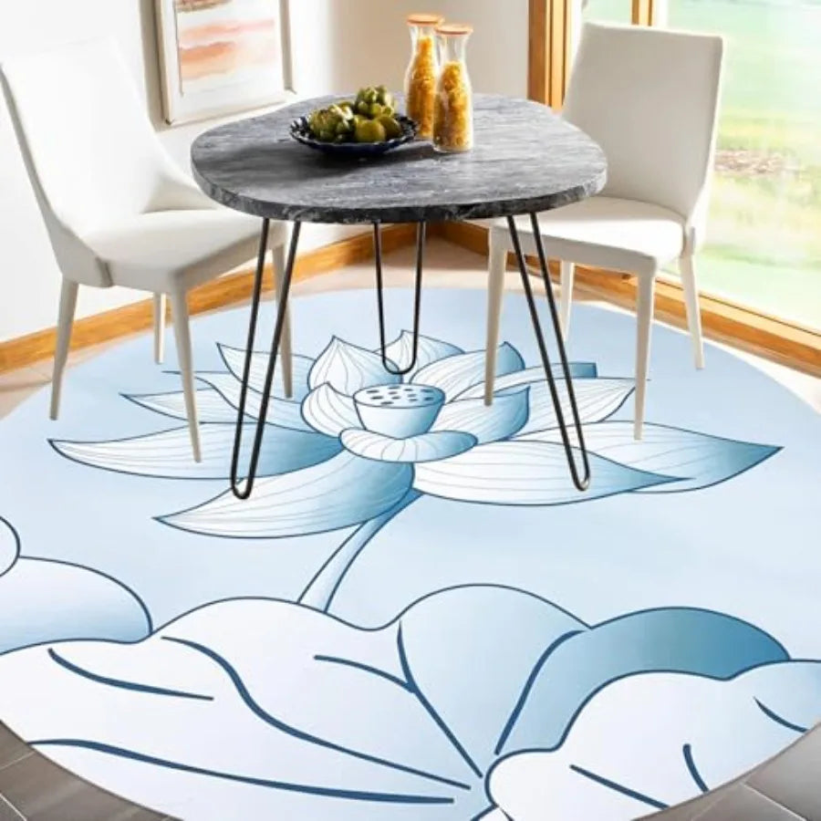 Round Meditation Yoga Mat with Large Lotus Design for Home and Outdoor Use NonSlip Natural Rubber Surface Ideal for Yoga Stretc