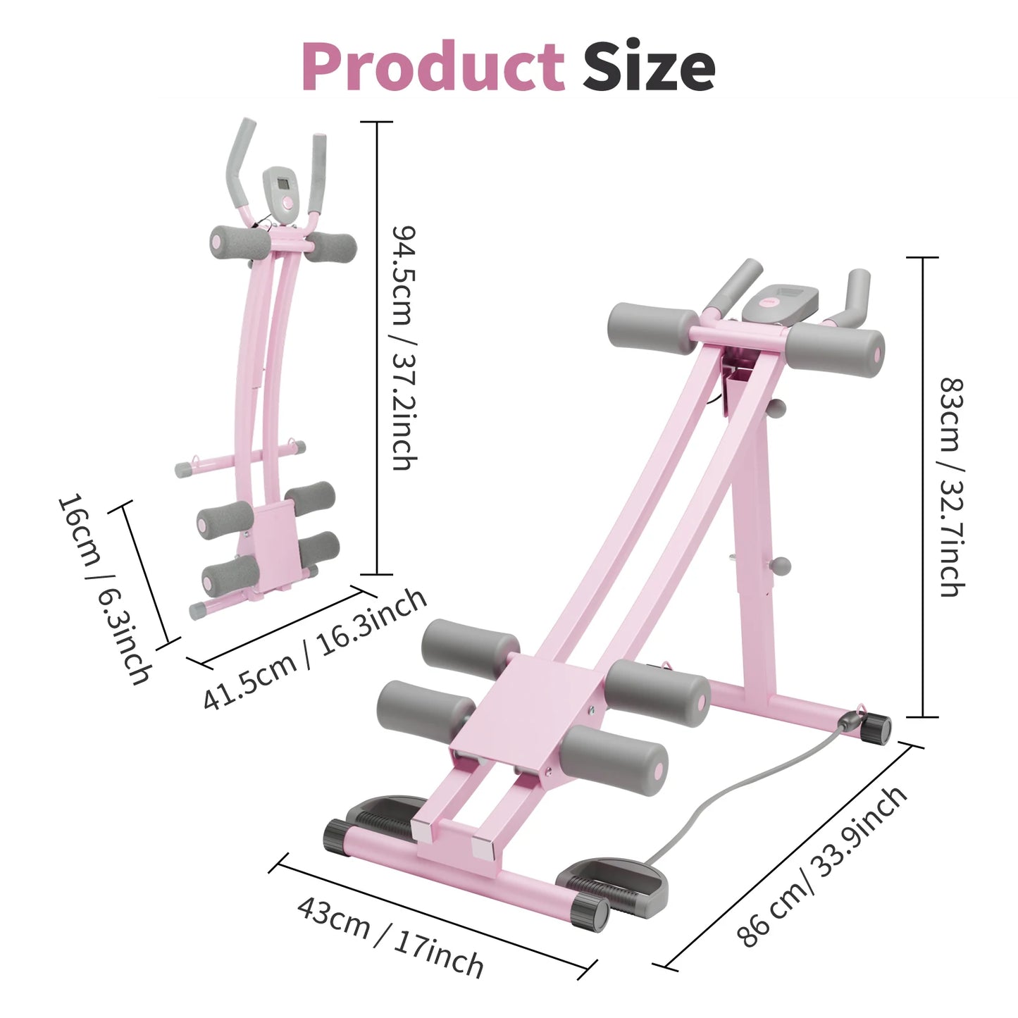 Foldable Abdominal Curling Exercise Machine With Dual Track Home Gym