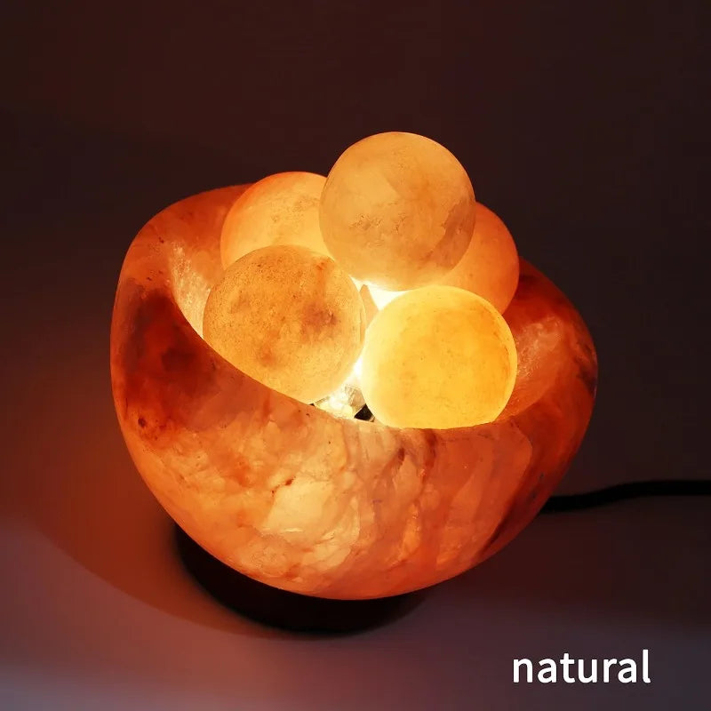 Himalayan Salt Lamp Bowl With Six Massage Balls Dimmable Relaxation
