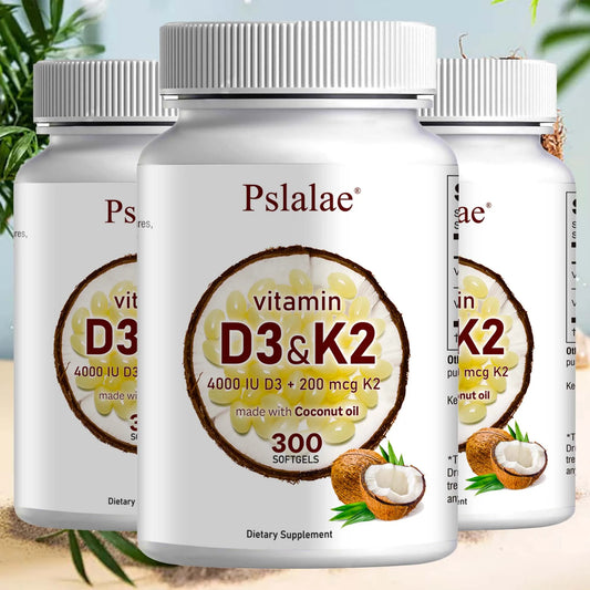 Pslalae Vitamin D3 K2 Softgels Immune Health Support 300 Count