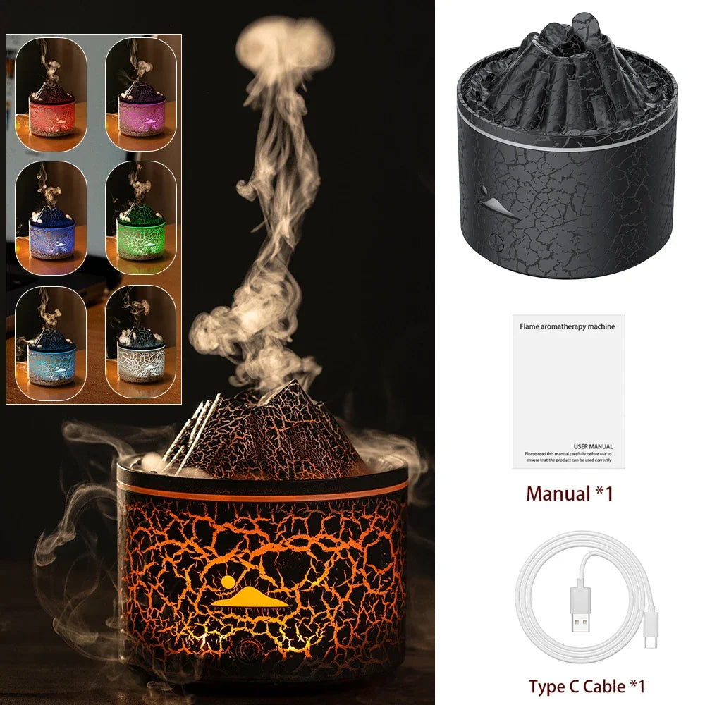 Isfriday Volcano Fire Flame Ultrasonic Humidifier Aroma Diffuser With Remote