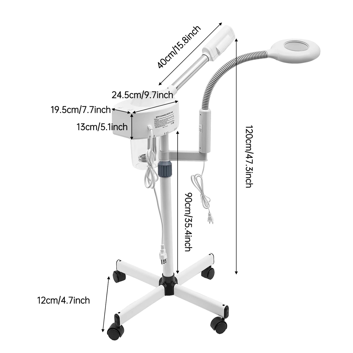 Bymaocar White Professional Facial Steamer 800W 110V Two In One