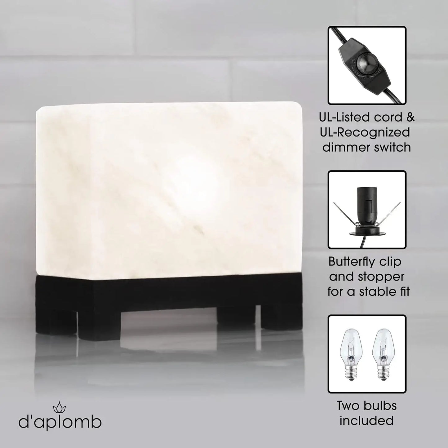 Authentic Himalayan Salt Lamp With Wood Base Dimmer