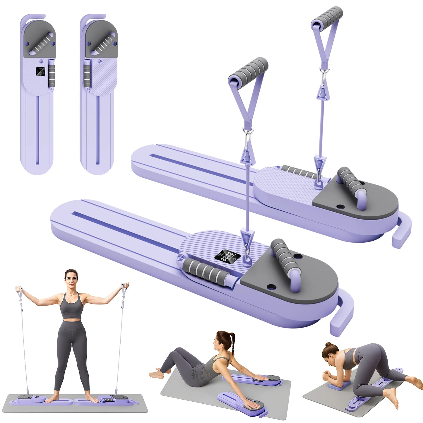Pilates Reformer AB Board Portable Home Gym With Resistance Bands