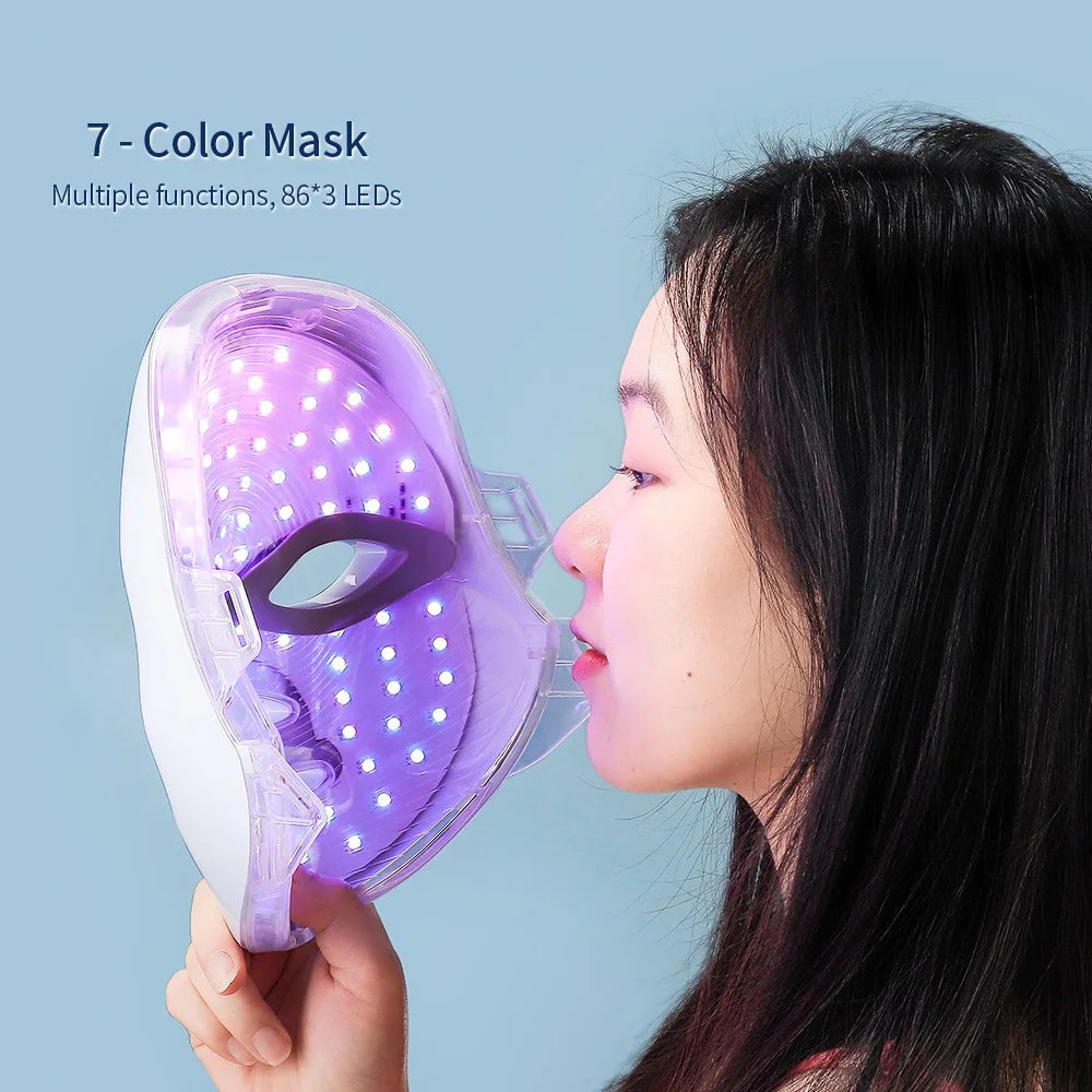 Foreverlily 7 Colors LED Facial Mask For Neck Tightening