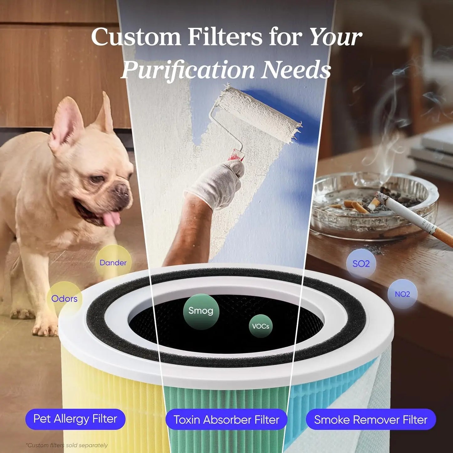 Home Air Purifier HEPA for Allergens Pet Hair Odor