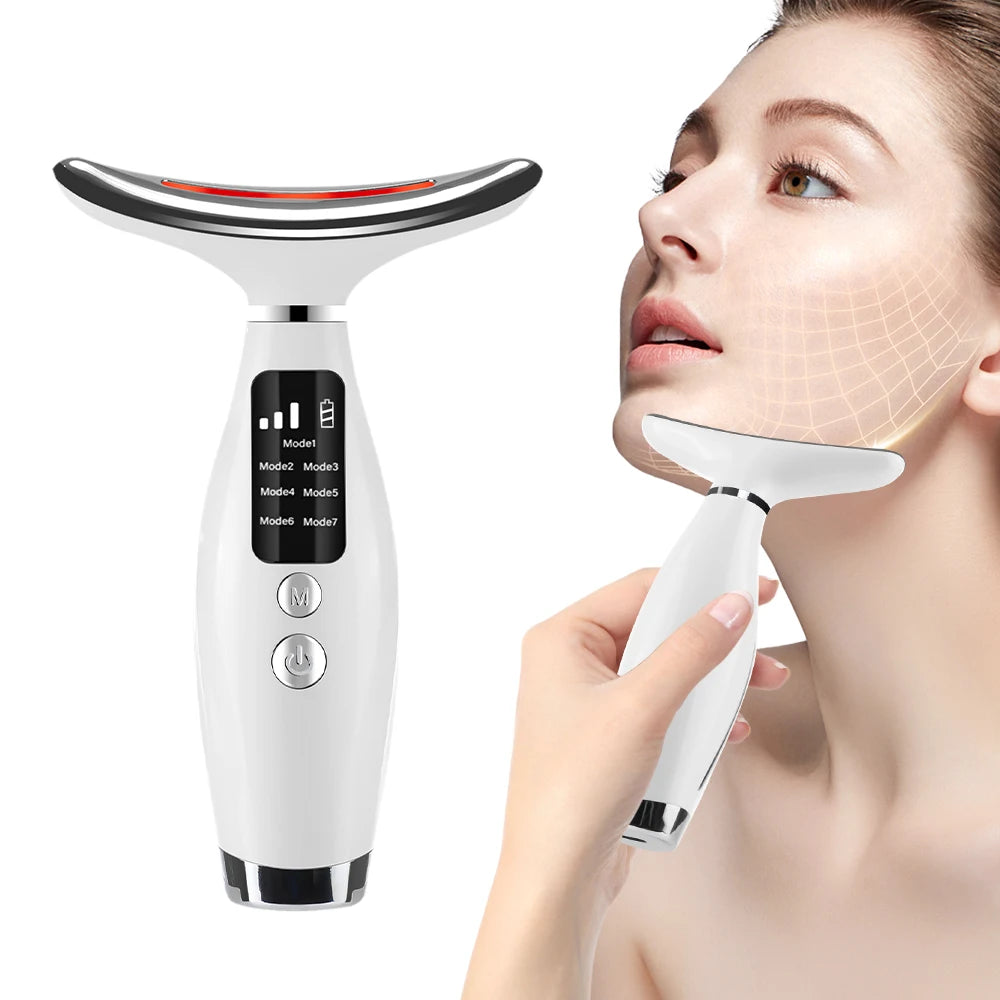 LED Photon Therapy Neck And Face Lifting Massager Device