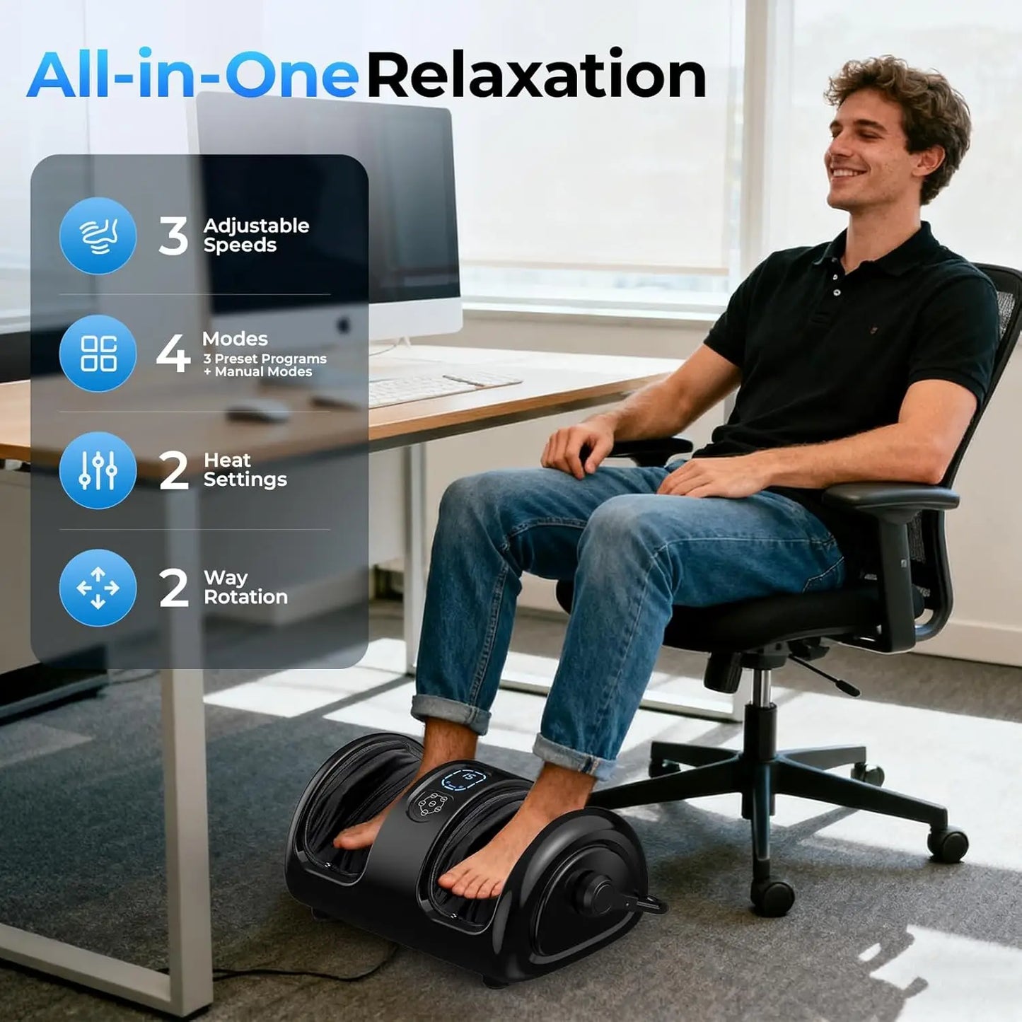 Foot And Calf Massager With Heat Shiatsu Airbag Waterproof