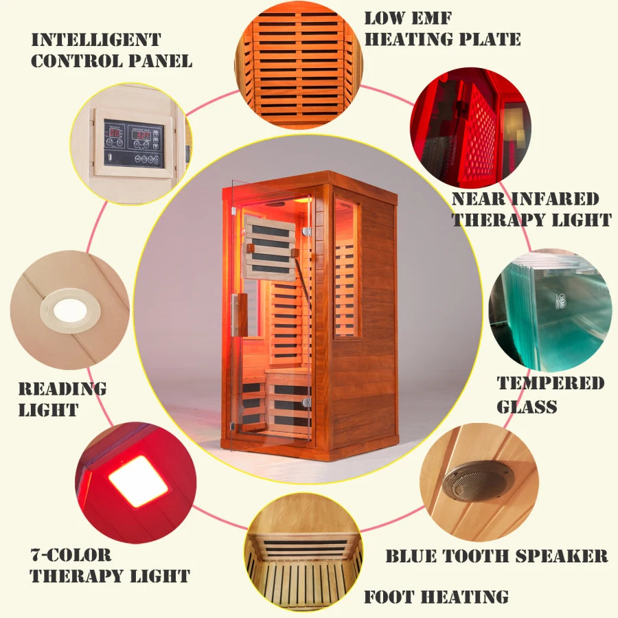 Far Infrared Sauna Front Door With Low EMF Light Therapy
