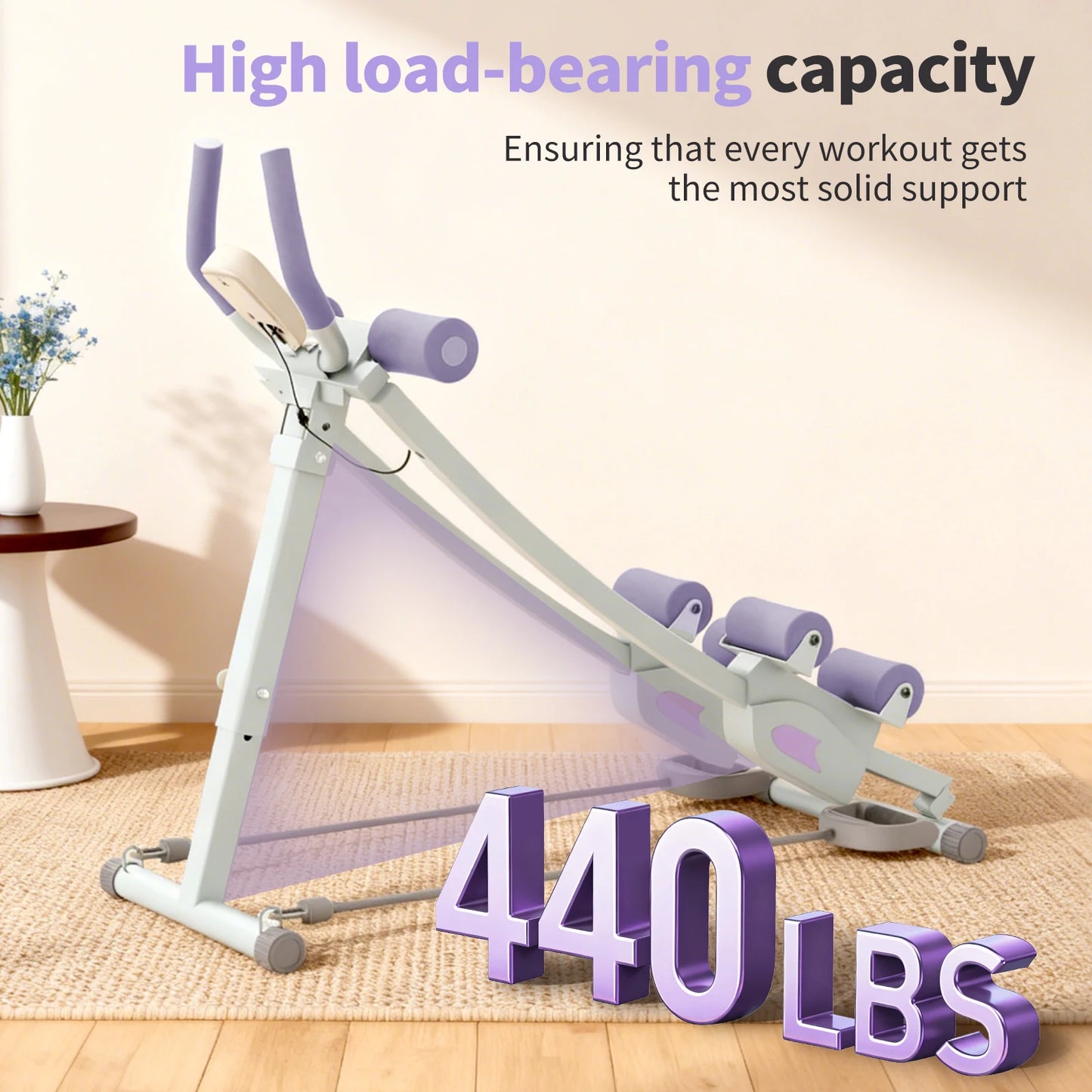 Foldable Abdominal Curling Exercise Machine With Dual Track Home Gym