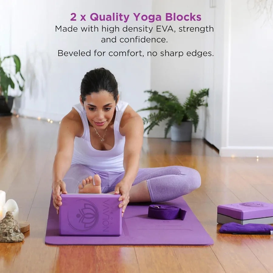 Yoga Mats Complete Sets TPE NonSlip EcoFriendly Includes Mat Blocks Strap More 6pc or 7pc Sets Ideal for Pilates Yoga an