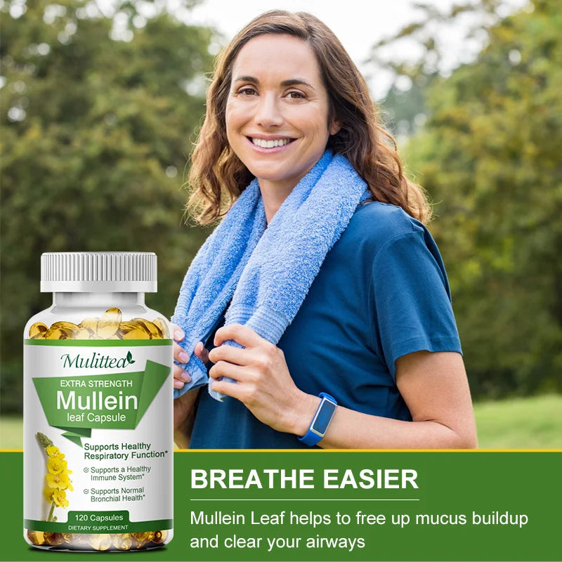 Mulittea Mullein Leaf Capsules Respiratory Support Supplement