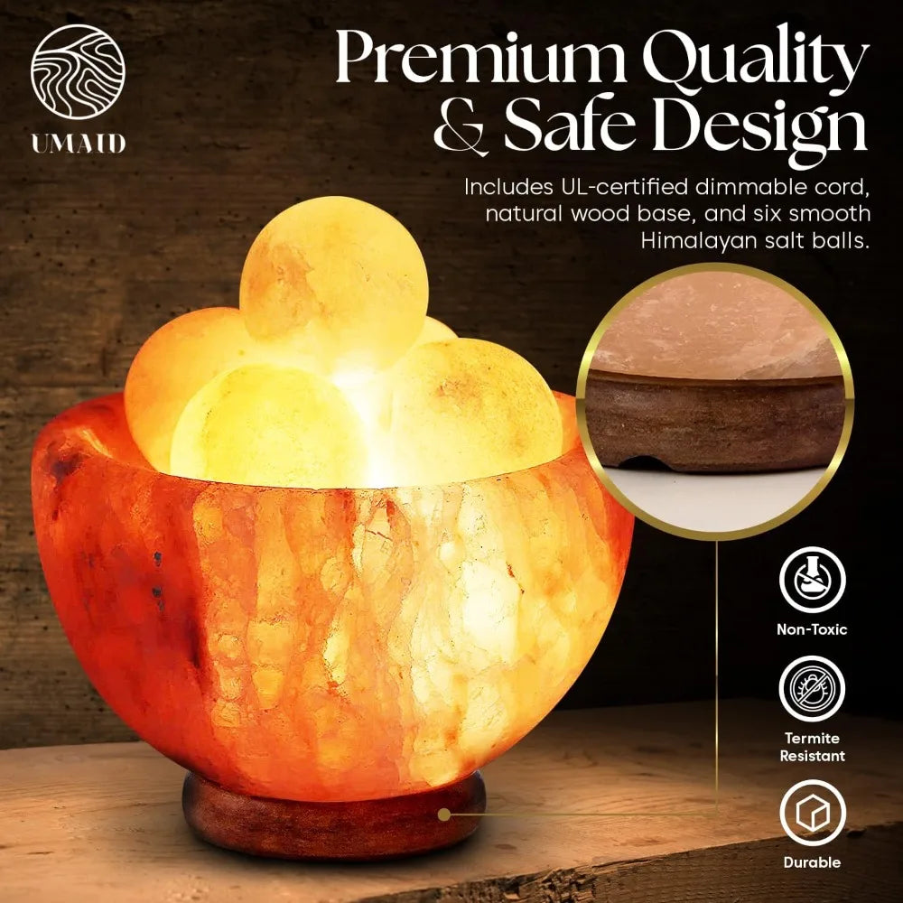 UMAID Himalayan Salt Lamp Bowl With 6 Massage Balls