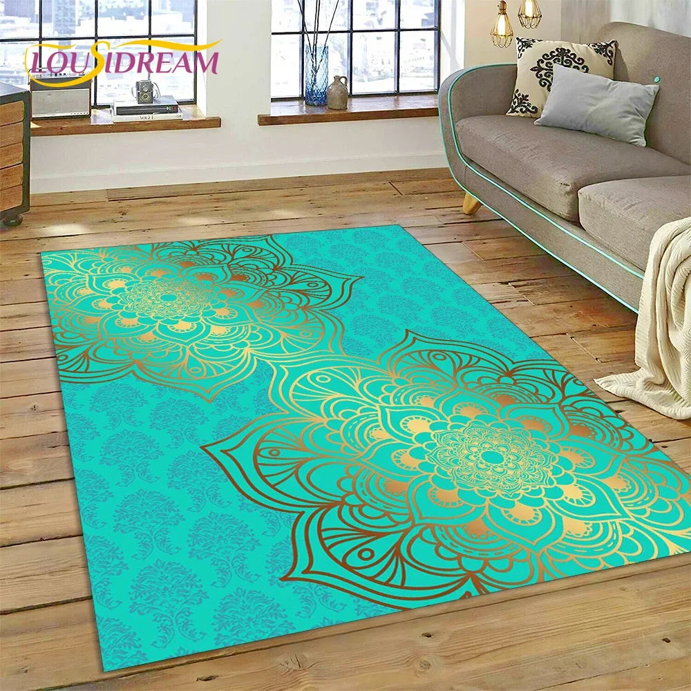 Meditation Mandala Bohemia Nature Spirit Yoga Carpet Rug for Home Living Room Bedroom Sofa Doormat Decor,Area Rug Non-slip Mat