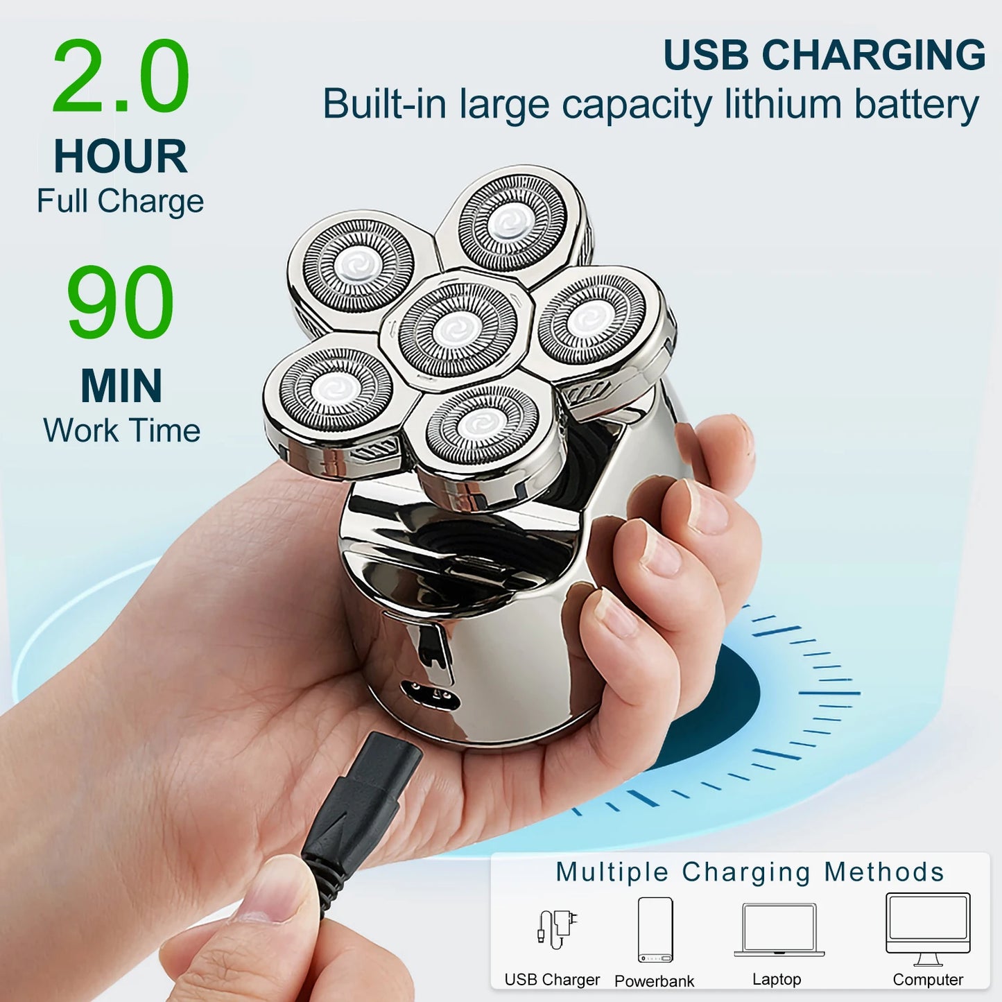 Solimpia 6 In 1 Rechargeable Electric Shaver With Floating Heads