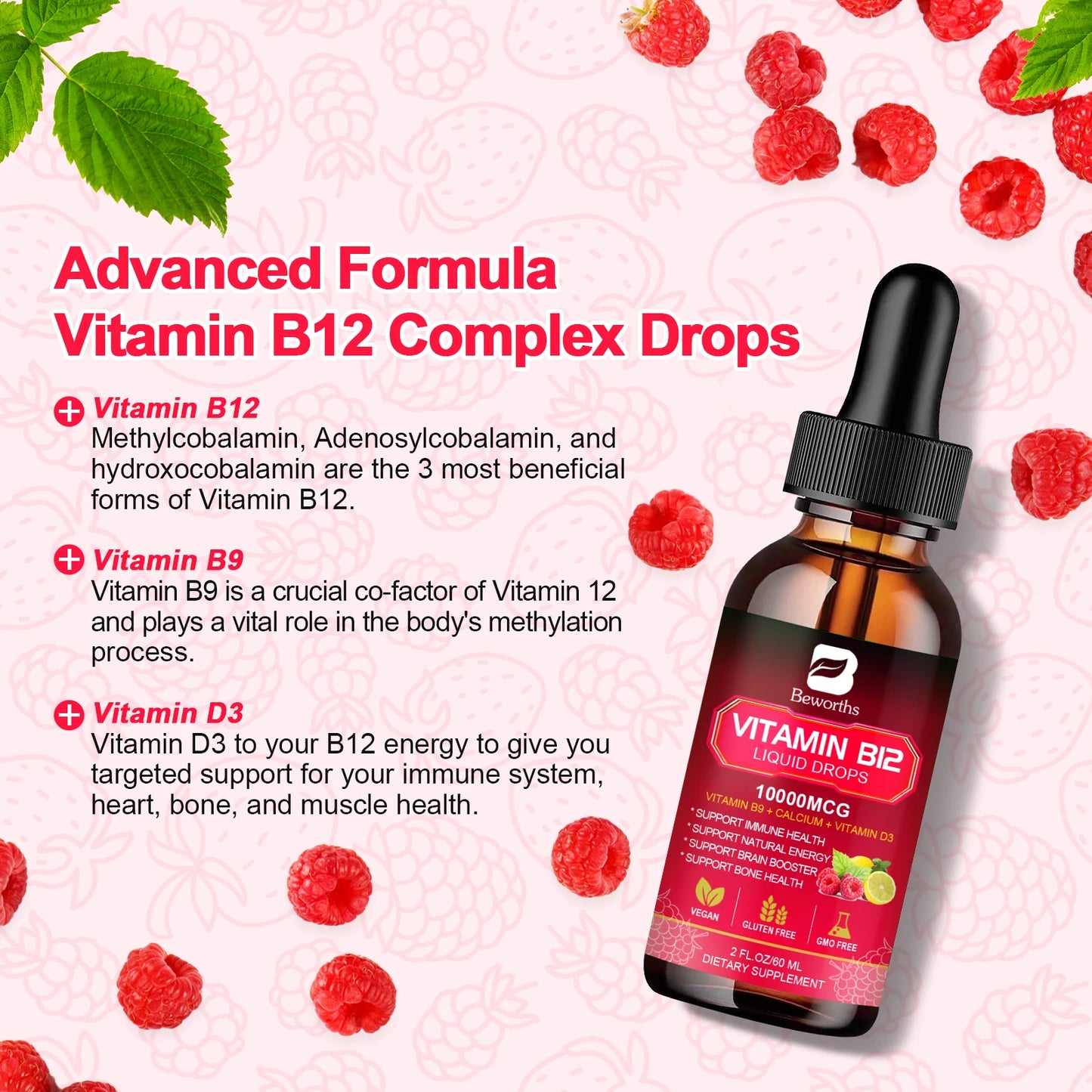 Beworths Vitamin B12 Drops for Energy Immune and Digestion