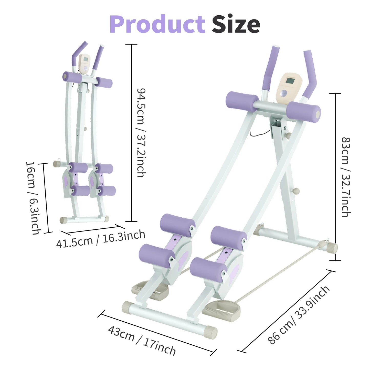 Foldable Abdominal Curling Exercise Machine With Dual Track Home Gym
