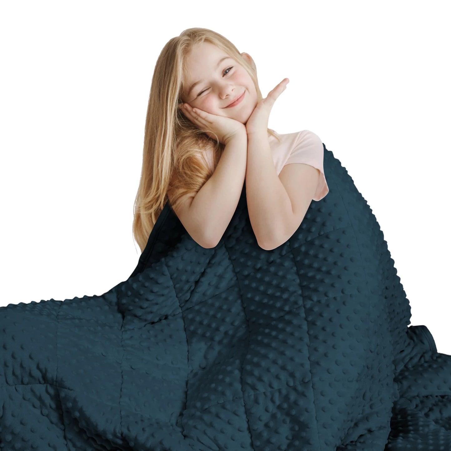 Navy Blue Thick All Season Bed Blankets for Sofa Single Double Couple Soft Minky Weighted Throw Heavy Blanket with Premium Glass