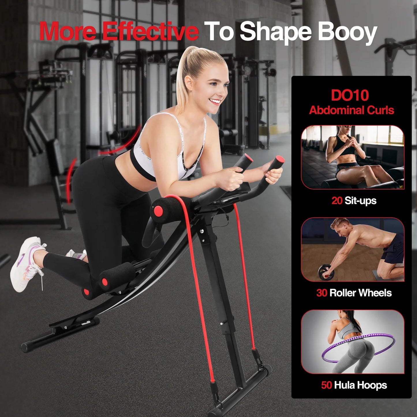 Foldable Ab Machine With LCD Display For Home Gym Workout