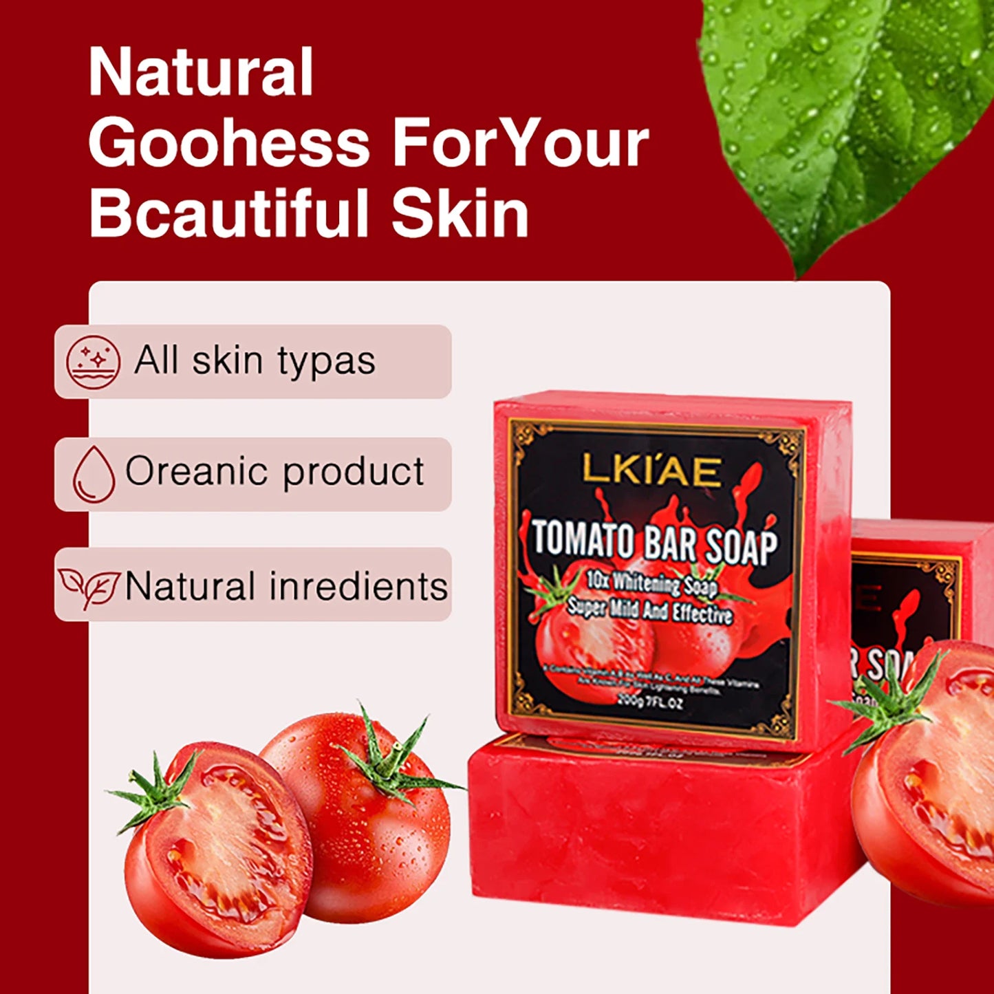AILKE Tomato Whitening Soap for Face and Body Dark Spots