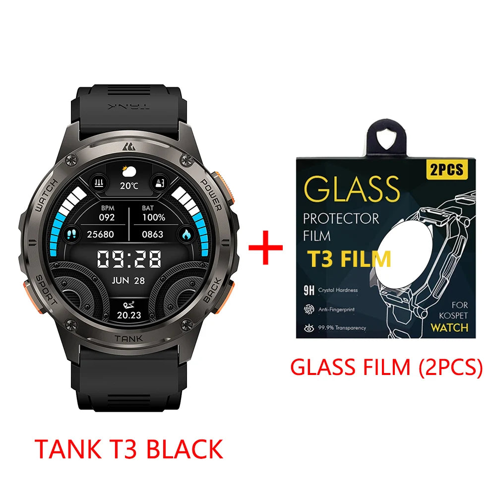 KOSPET Tank T3 Smartwatch Military Fitness AMOLED Bluetooth