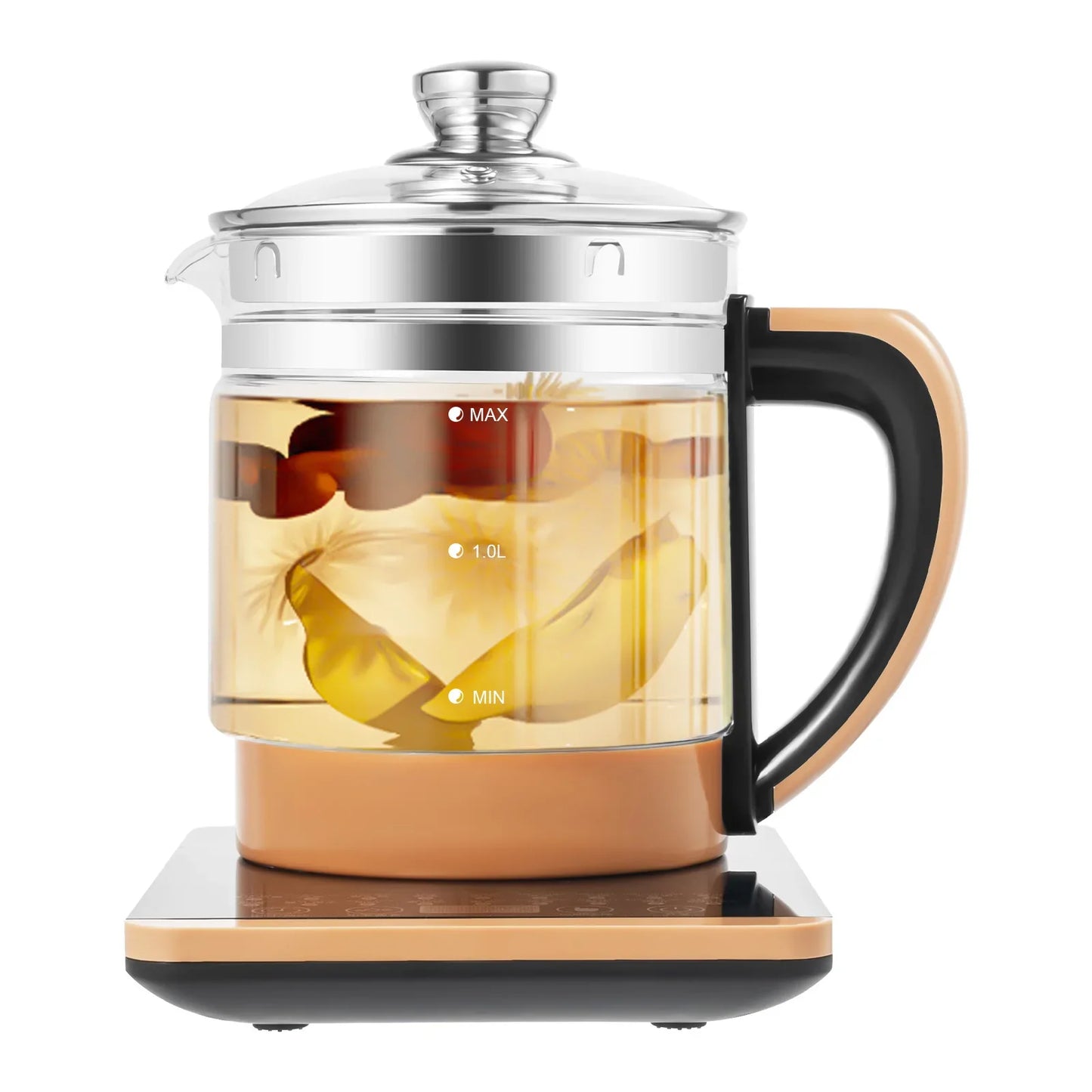 Bymaocar Multifunctional Glass Kettle With Filter And Digital Heating Base