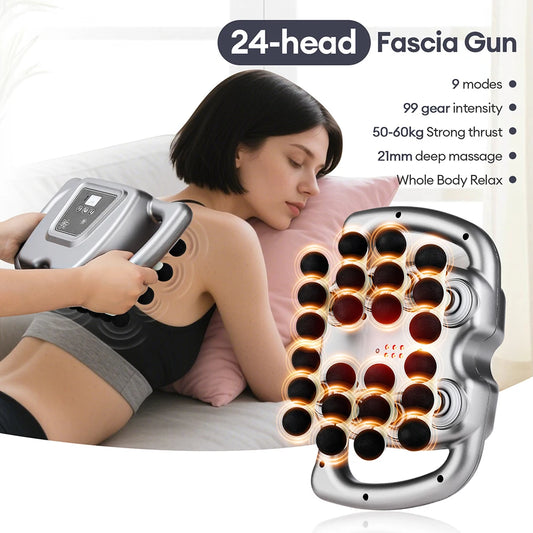 24 Head Fascia Gun Massage Device 9 Modes High Frequency