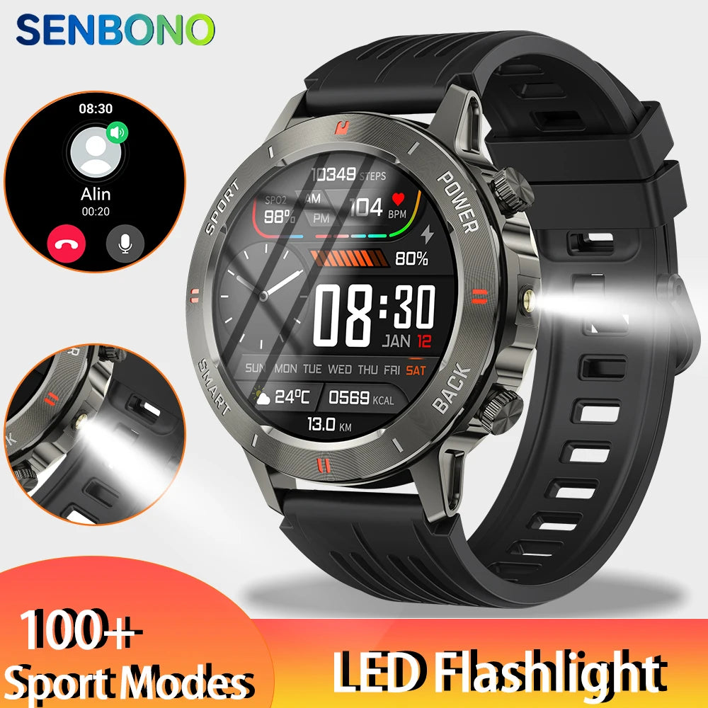 SENBON Smartwatch With Bluetooth Call Fitness Tracker Waterproof Android iOS