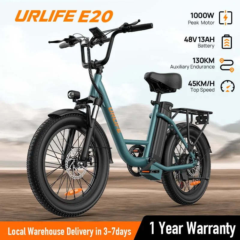 URLIFE E20 1000W Electric Fat Bike With Removable 48V Battery