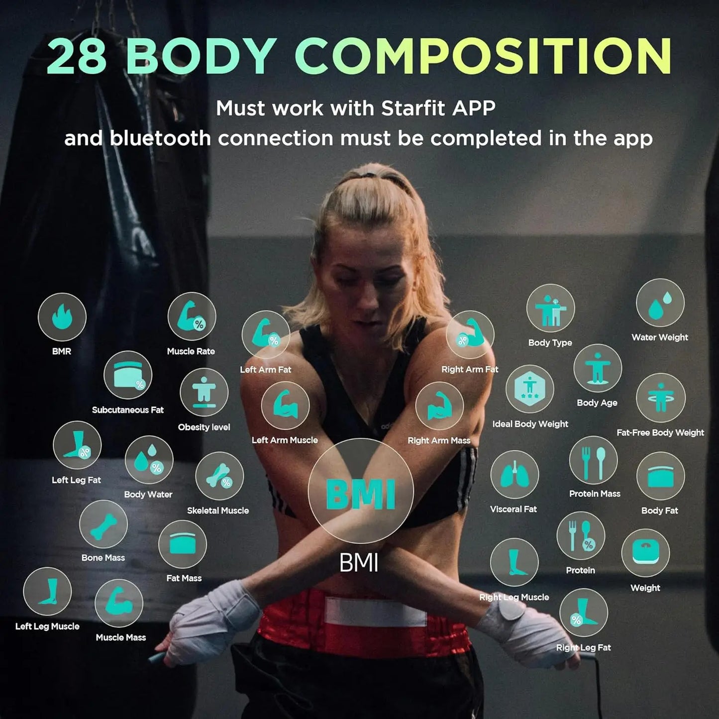 Smart Body Composition Scale With 8 Electrodes And BMI Analysis