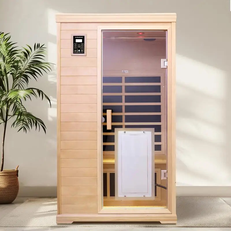 Two-Person Far-Infrared Hemlock Indoor Sauna Room for Relaxation and Health Benefits