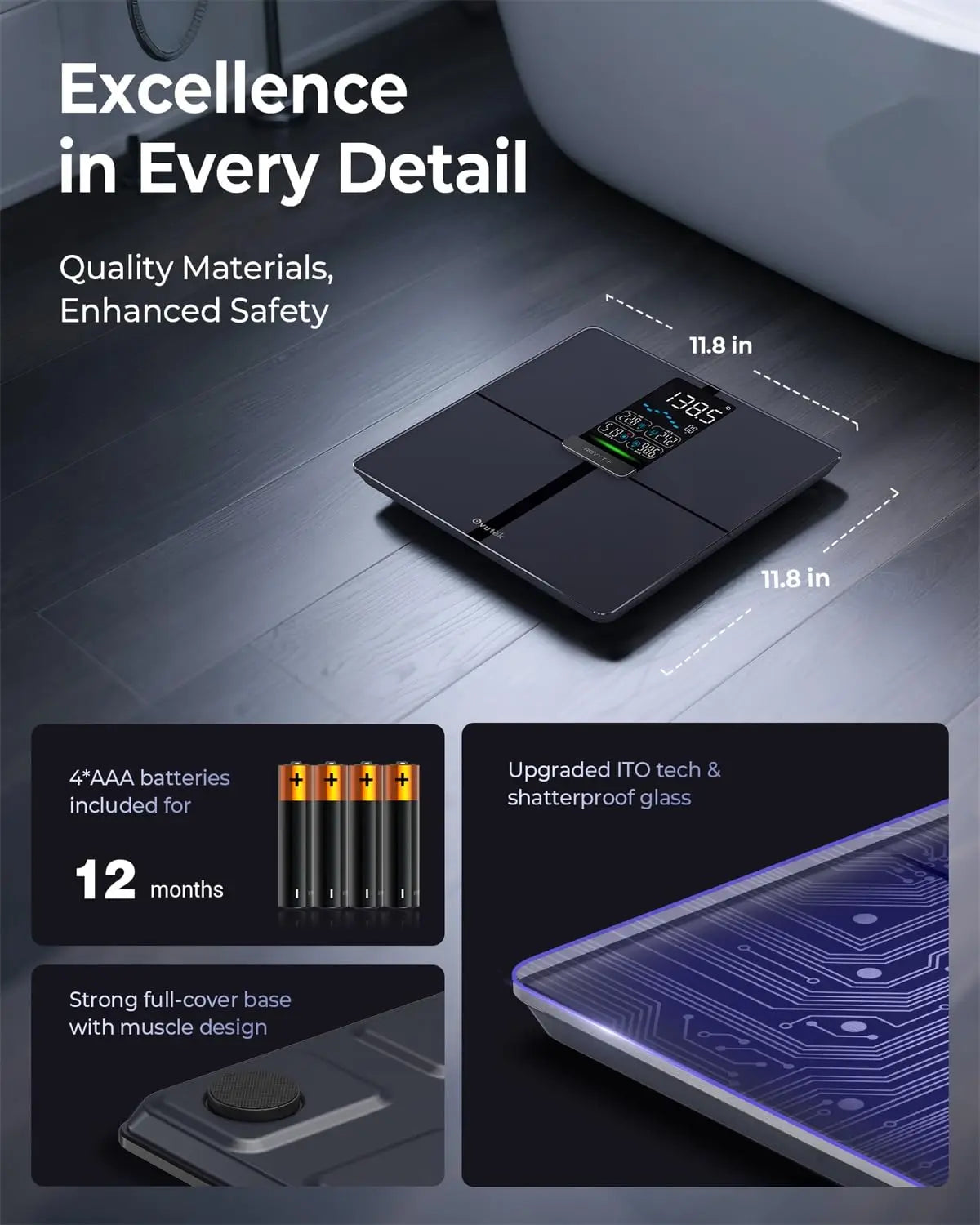 Smart Body Composition Scale With BMI Fat Muscle Tracking