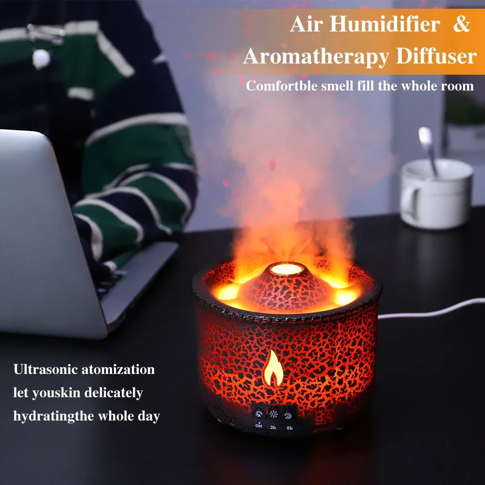 Isfriday Volcano Fire Flame Ultrasonic Humidifier Aroma Diffuser With Remote