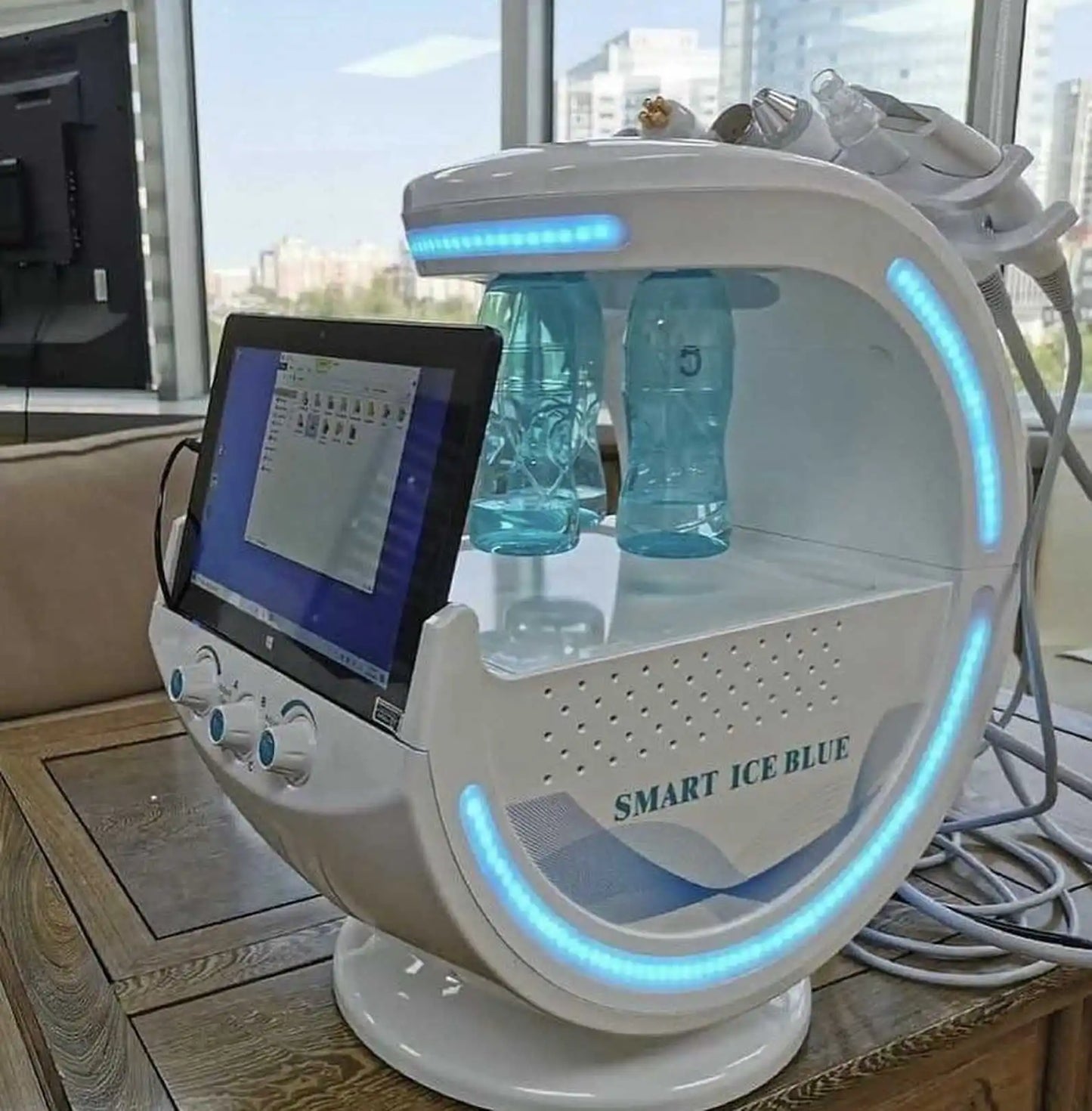 New 7 In 1 Smart Ice Blue Hydra oxyge Dermabrasion Facial Mahcine Skin Cleaning Skin Analyzer Dermabrasion Facial Aquafacial