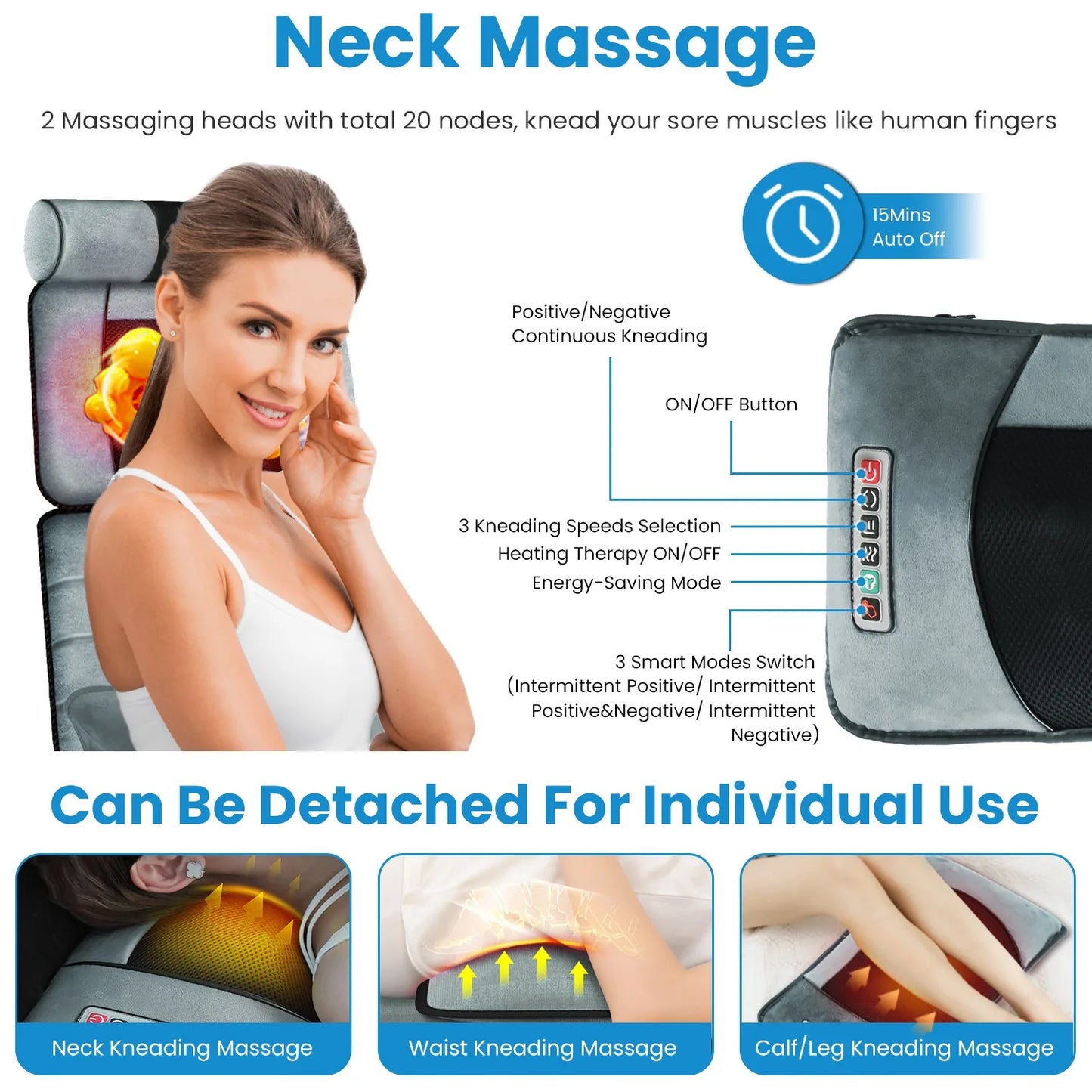 Foldable Electric Massage Pad With Heat Timer And Vibration