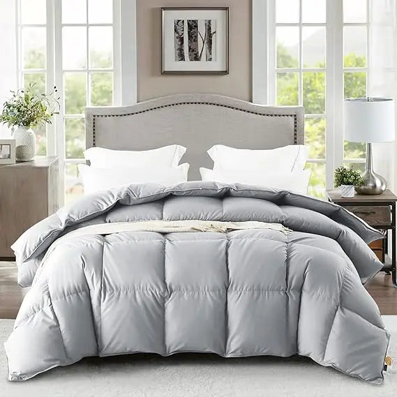 WarmKiss Luxurious Down Comforter Queen Size, Noiseless Skin-Friendly Tencel Cover, Lightweight All Season Duvet Insert with 8 C