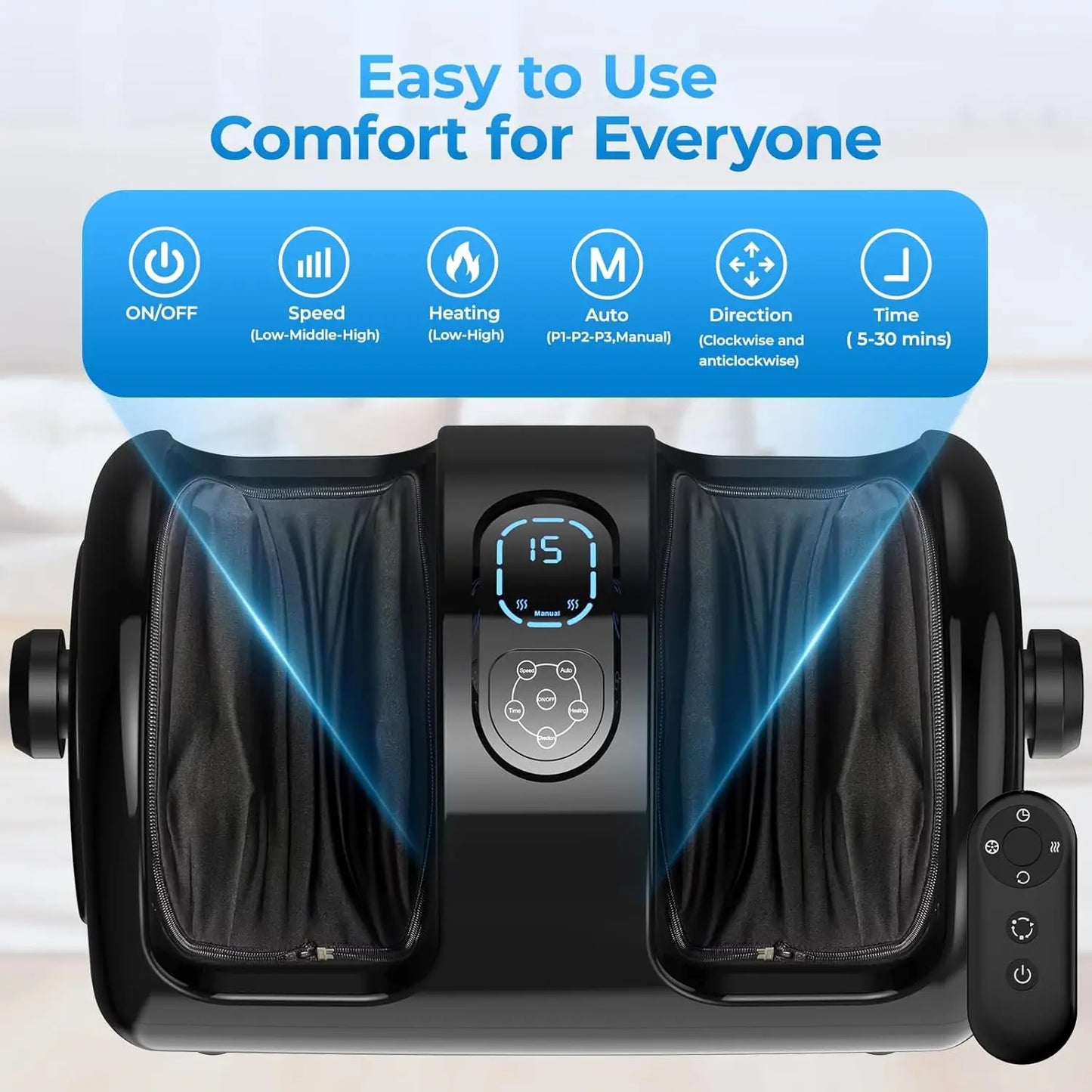 Foot And Calf Massager With Heat Shiatsu Airbag Waterproof
