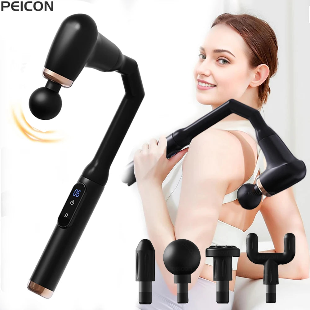Fascia Massage Gun Electric Back Massager Professional Muscle Massage Machine High Frequency Body Massager With Extended Handle